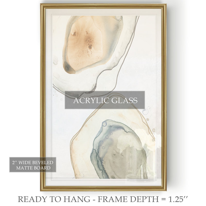 " Ocean Oysters III ", 30.5" H x 42.5" W , Framed Print, Gold
