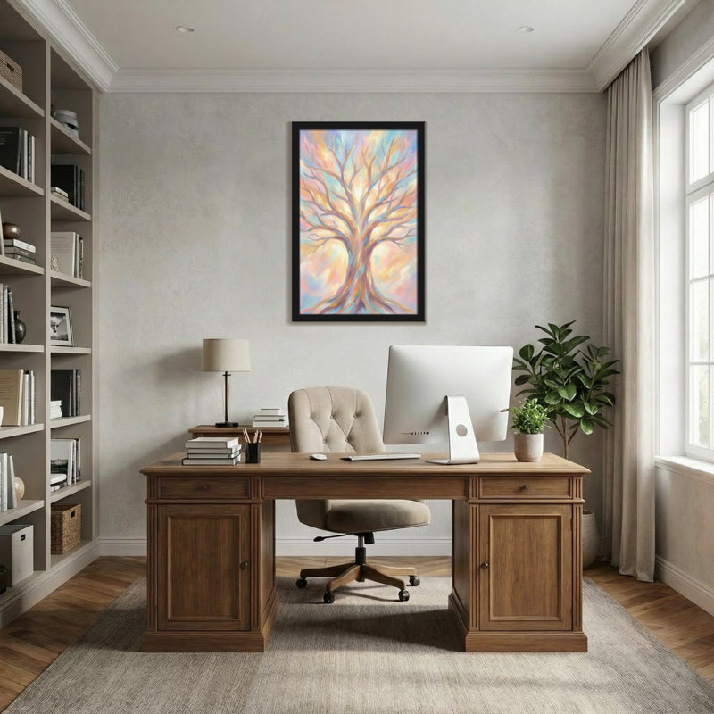 Abstrait arbre coloré, reproduction d'art sur toile, H 36 po x l 24 po