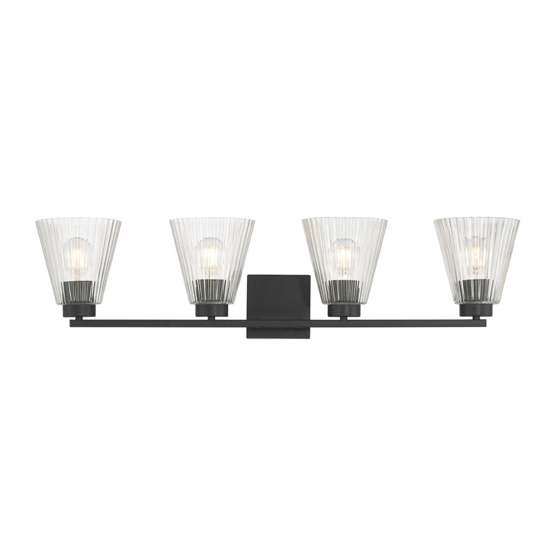 Alun 31.75" Wide 4-Light Vanity, Black, 7.75" H x 31.75" W x 6.5" D, 4 Lights