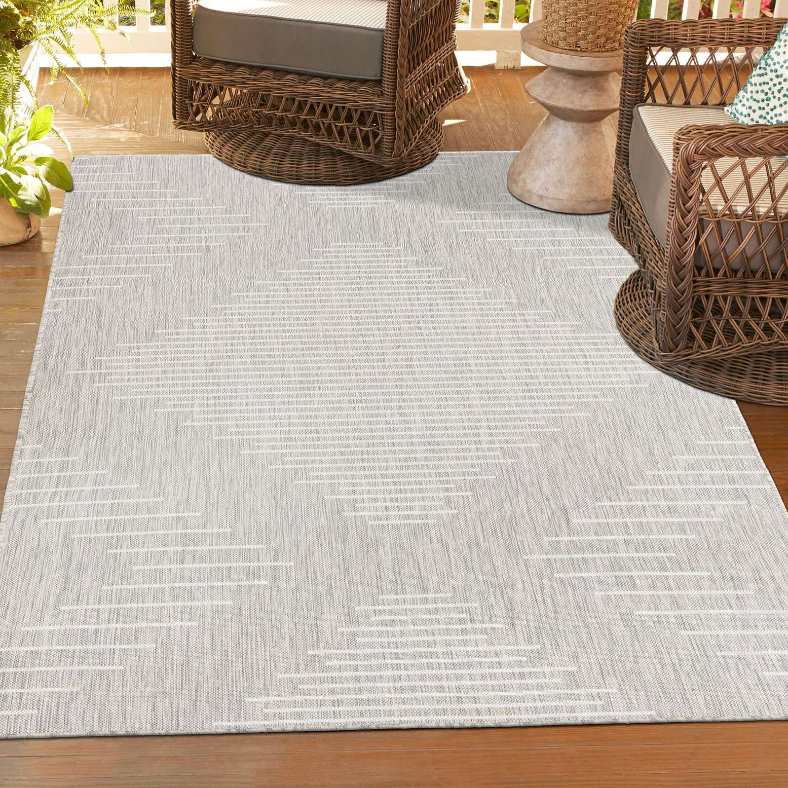 Ava-Mary Striped Outdoor Rug - Rectangle 9' x 12'