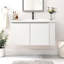 Wall-mounted Floating Bathroom Vanity With Ceramic Sink,free-handle Design,side Open Shelves