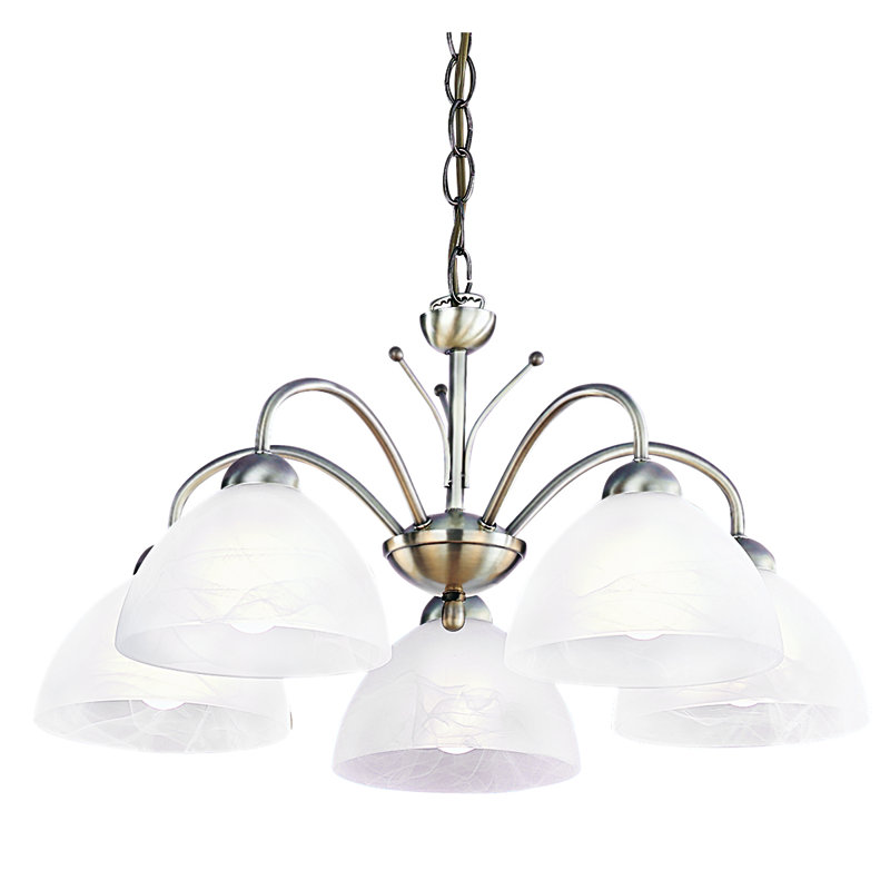 Brie 5 - Light Shaded Chandelier, Antique Brass