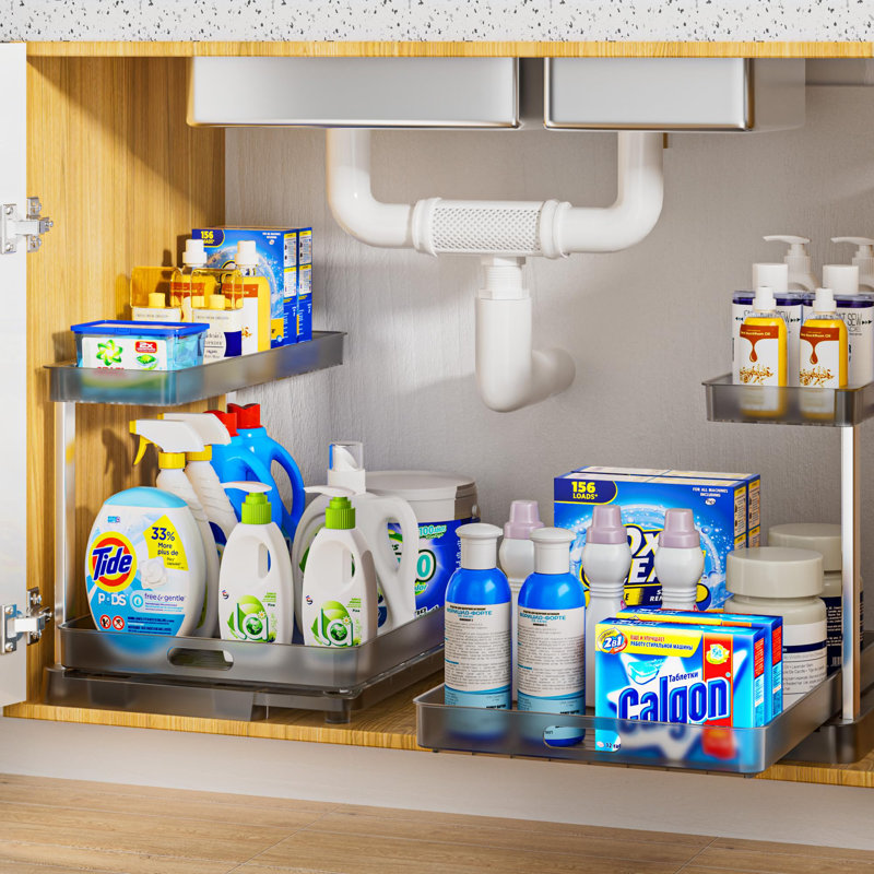 Black and Gray Slide Out Under Sink Organizer Set