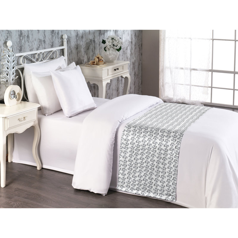 Ambesonne Geometric Bed Runner Triangular Formations Dimgray Pale Grey, Twin