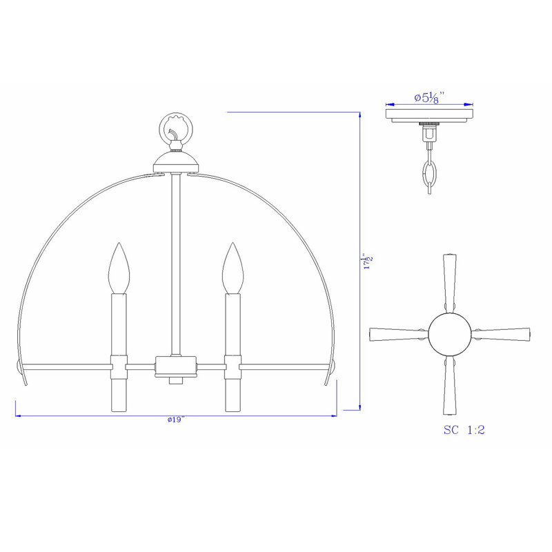 4 - Light Geometric Chandelier