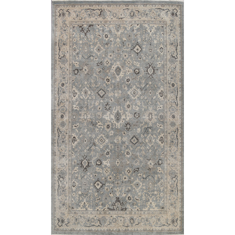 Tapis ivoire / bleu clair en laine Ziegler