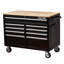 Coffre à outils à roulettes extra-profond à 9 tiroirs 46 po, armoire de rangement / banc de travail mobile avec plateau en bois / multiprise, équipé de roulettes, poignée, doublure et système de verrouillage, capacité de 1200 lb
