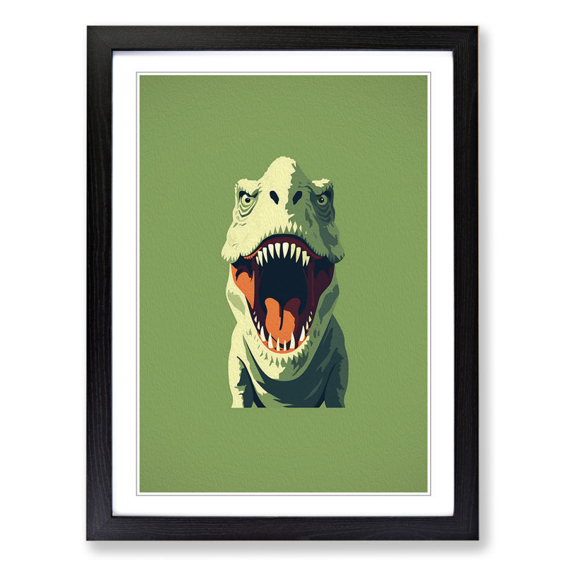 XYZ-FRM-V1223-6333 Tyrannosaurus Rex Minimalism - Single Picture Frame Print on Wood, Black , 46cm H x 34cm W x 2cm D