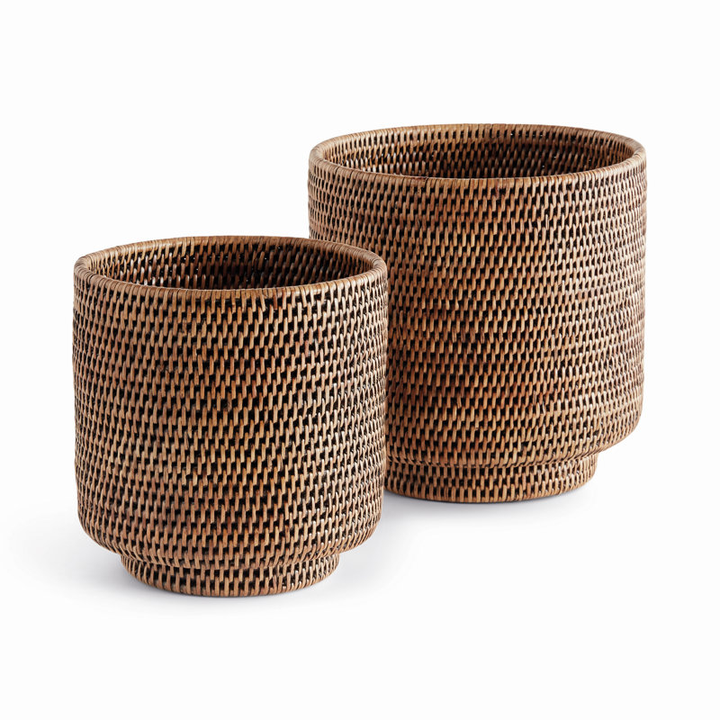 BURMA RATTAN CACHEPOTS LARGE, Brown