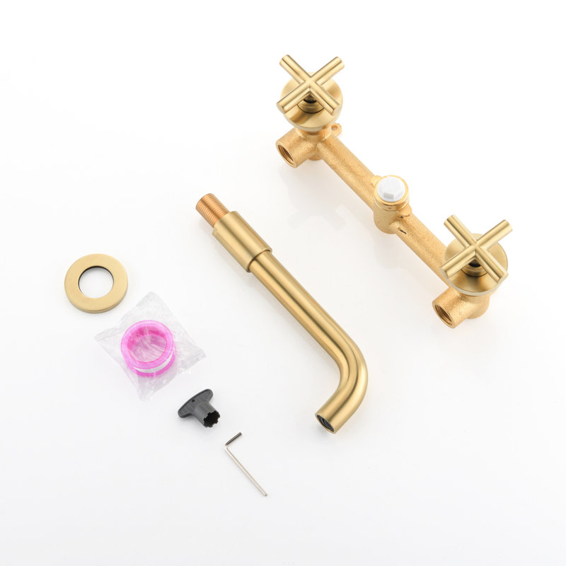 Bathroom Faucet Wall Mounted In Gold - Construction, Surface, Elegant Look Classic Design, Gold