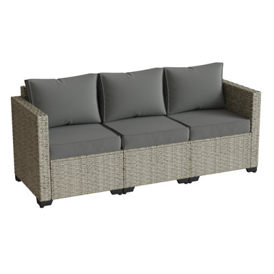70.5'' Wide Straight Wicker Patio Sofa with Cushions