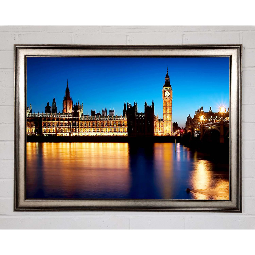 Londoner Houses Of Parliament Nacht Reflektionen Gerahmter Druck