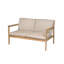 Causeuse d'extérieur en bois d'acacia avec coussin en teck clair et structure de table basse beige