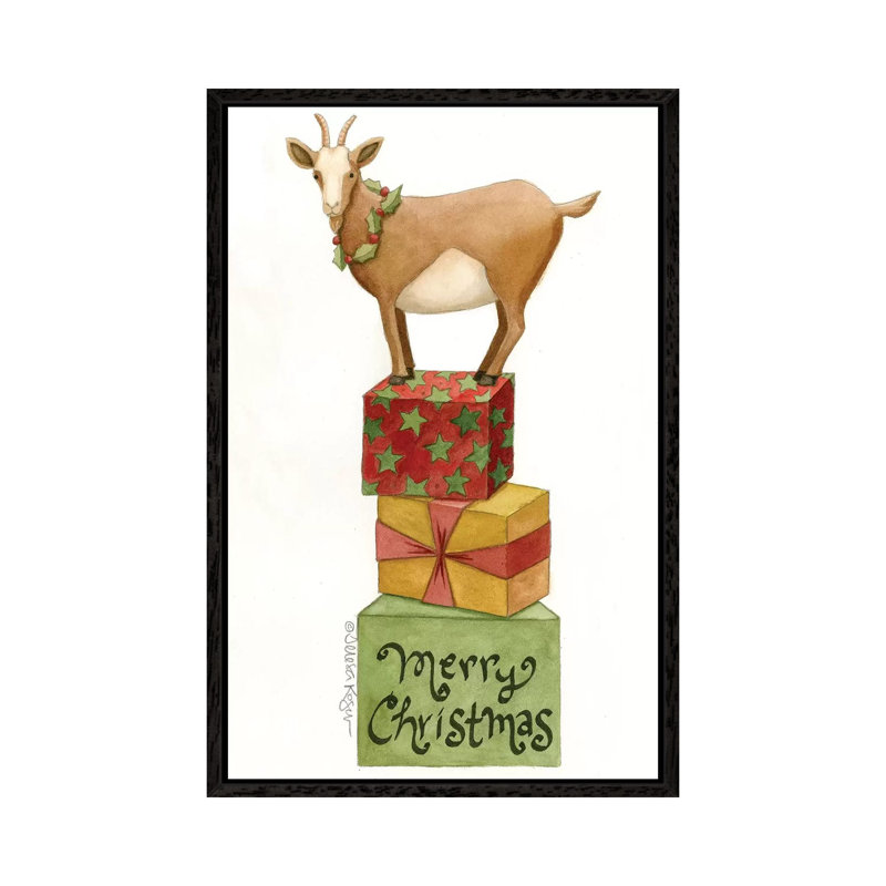 Goat Of Gifts by Teresa Kogut - Painting on Canvas, Black Framed, 66.04cm H x 45.72cm W x 3.81cm D
