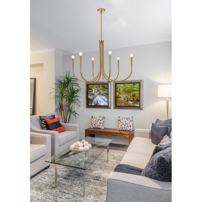 Catalena 6-Light Chandelier, 24.5" H x 36" W x 36" D, Gold