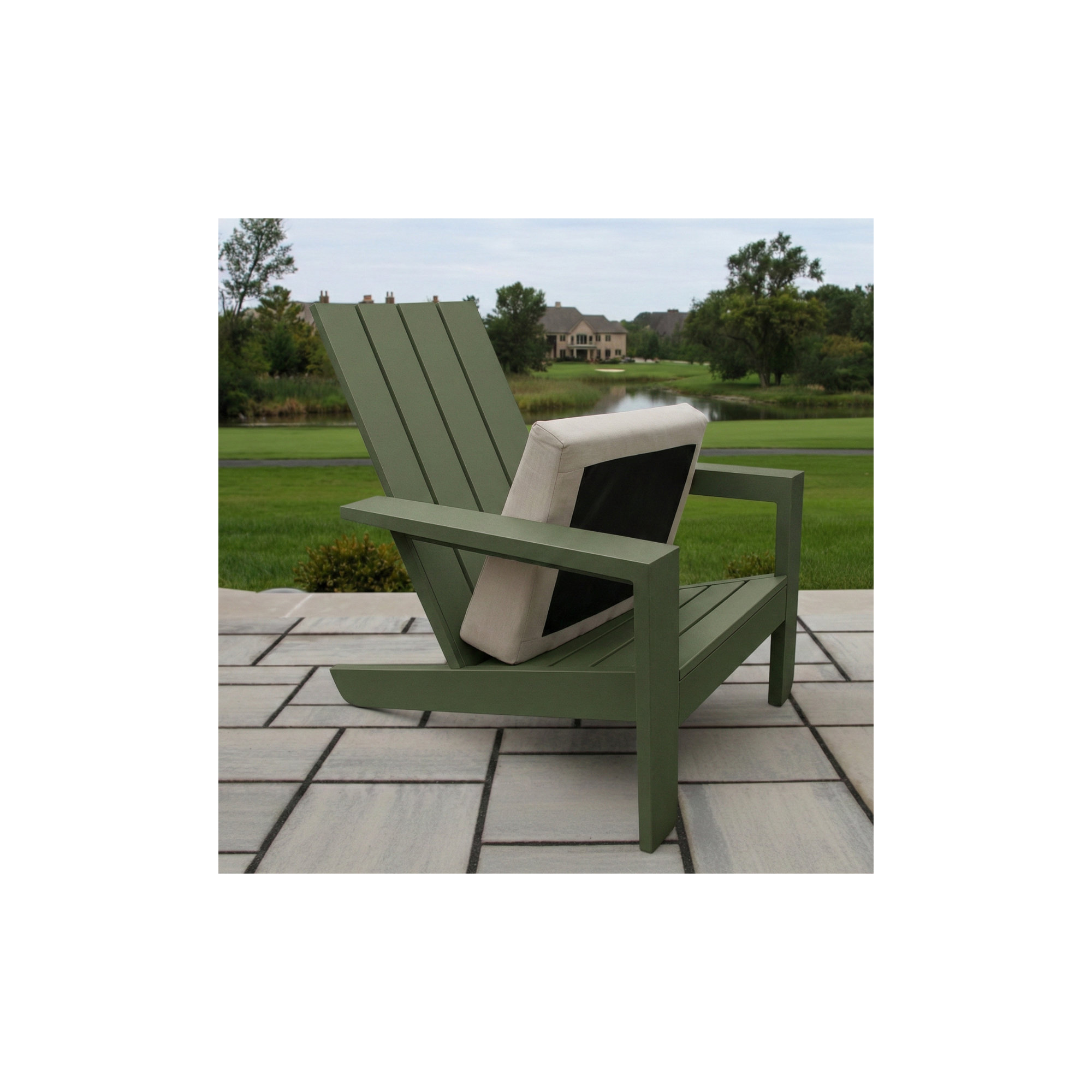 Rhys Aluminum Adirondack with Sunbrella Cushion, Green