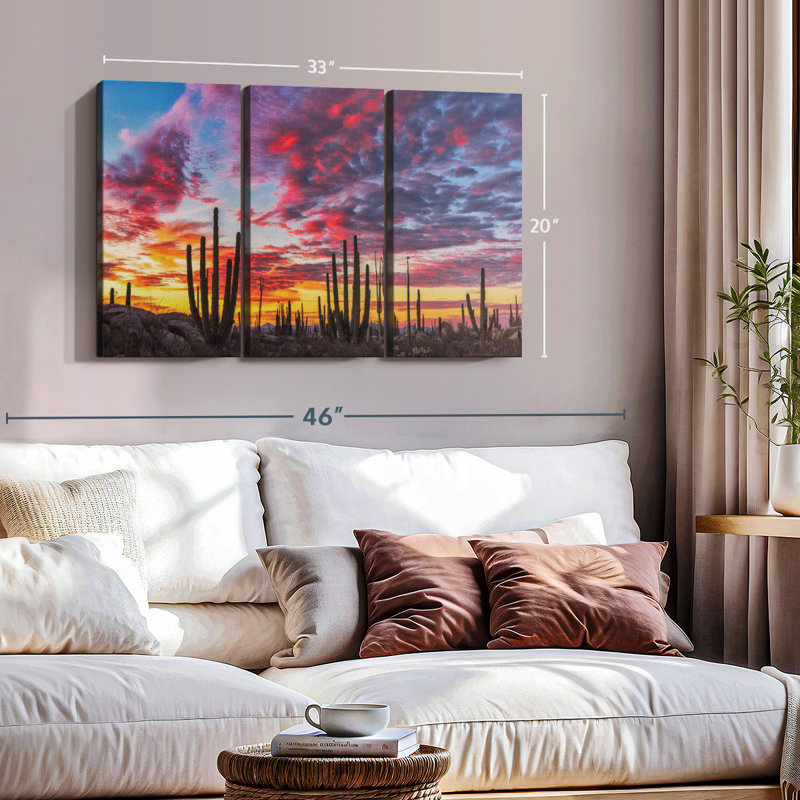 Nature, "Impression sur toile de forêt de cactus de la Basse-Californie" sur, H 20 po x l 33 po x P 1,25 po