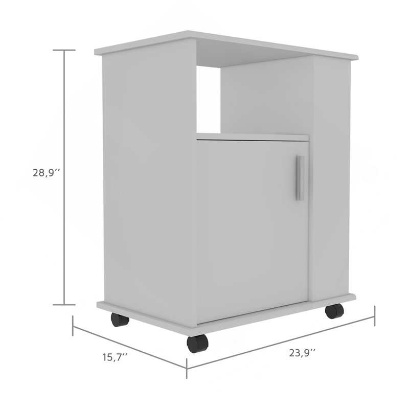 Armoire à micro-ondes inférieure Kit, une porte, trois tablettes latérales, White