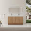 Meuble-lavabo autoportant de 60 po (59-1 / 16 po) avec lavabo en résine double et 4 portes d'armoire à fermeture en douceur, contreplaqué, chêne d'imitation (KD-PACKING)