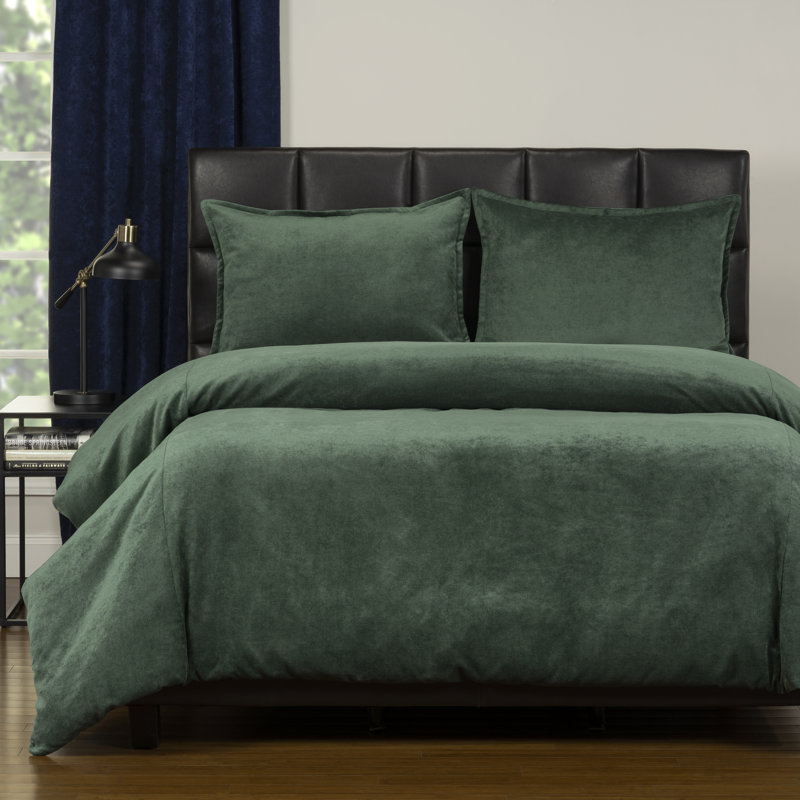 Polyester Channel Duvet Cover & Insert, Full Duvet Cover + 2 Shams, Emerald