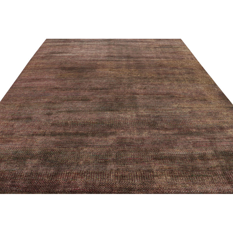 Rug & Kilim’S Textural Rug In Purple Tones And Polychrome Striae, Rectangle 9' x 12'