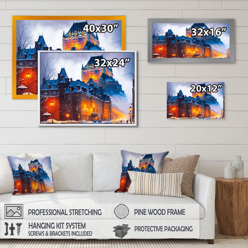 «Chateau Frontenac in Winter II», reproduction sur toile, L 20 po x H 12 po, Toile tendue