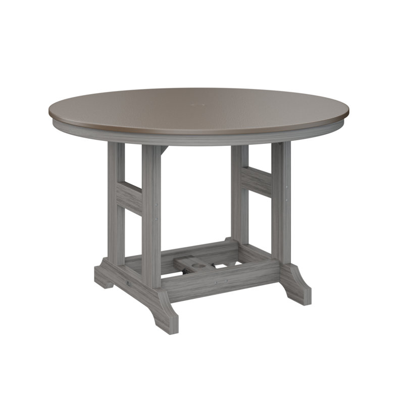 Table de salle à manger à hauteur de comptoir 48 po Berlin, Bronze martelé, Bois flottant gris, H 35,5 po x l 48 po x P 48 po