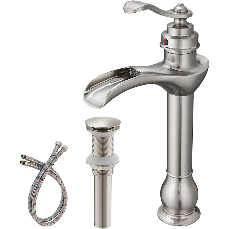 Vessel Sink Faucet Single-handle Bathroom Faucet with Drain Assembly, Brushed Nickel
