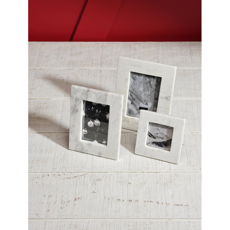 Matheson Marble Matte Picture Frame with Mat, 4" x 6", White