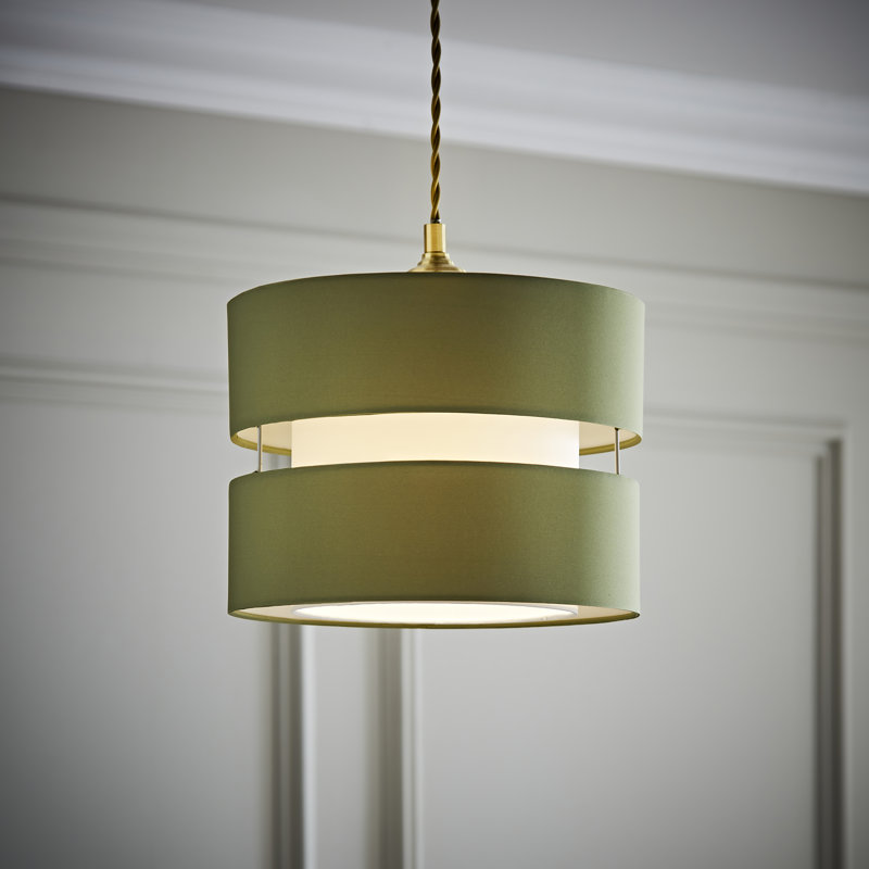Blended Fabric Drum Pendant Shade, Green, 19cm H x 26cm W x 26cm D