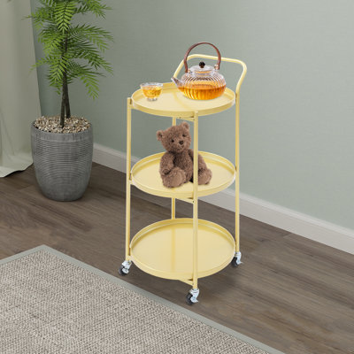 3-Tier Rolling Serving Cart With 4 Swivel Casters & Brakes Metal Storage Caddy For Kitchen Or Bar by Ebern Designs