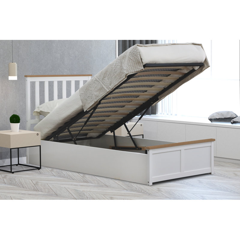 Araliya Ottoman Storage Bed, White, Single (3')