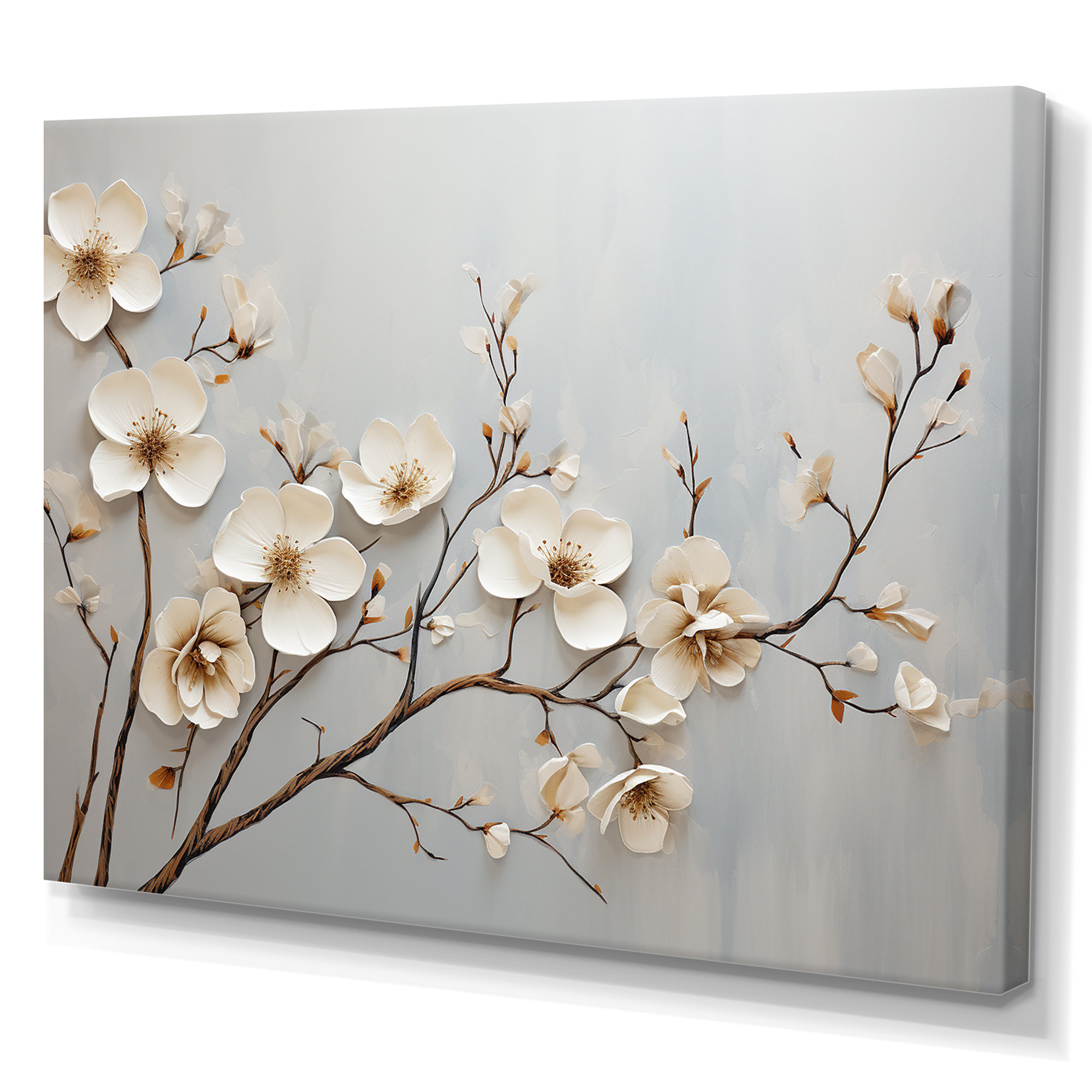 Winston Porter White Dogwood Blossom Scenery I - Print on Canvas | Wayfair