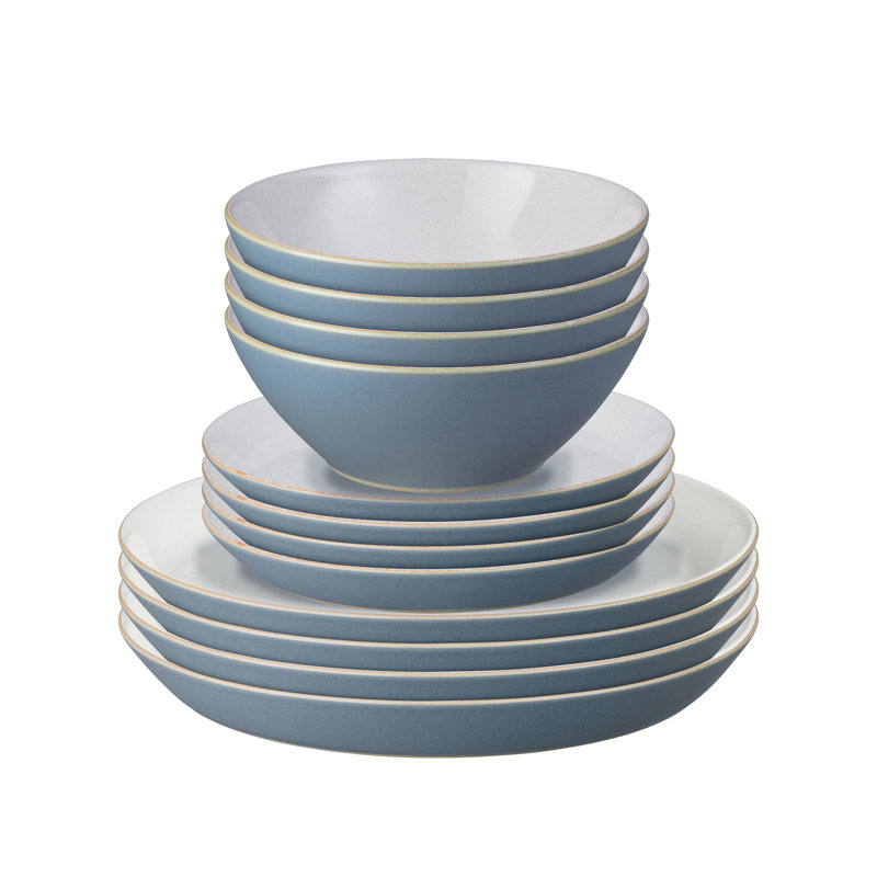 Denby Impression 12 Piece Dinnerware Set, Service for 4, Blue