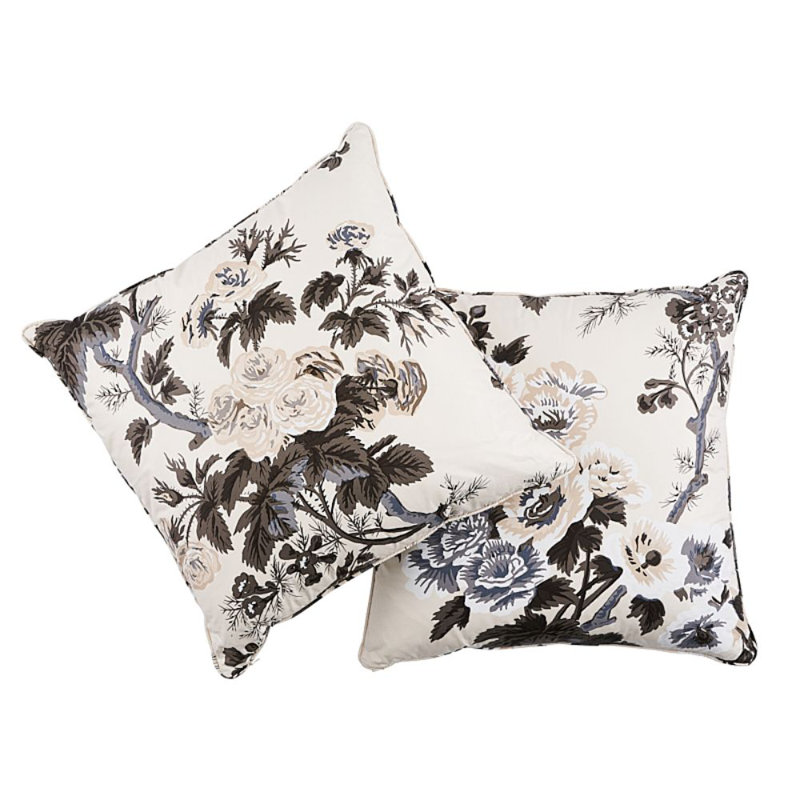 Pyne Hollyhock Pillow, Charcoal, 18" x 18"