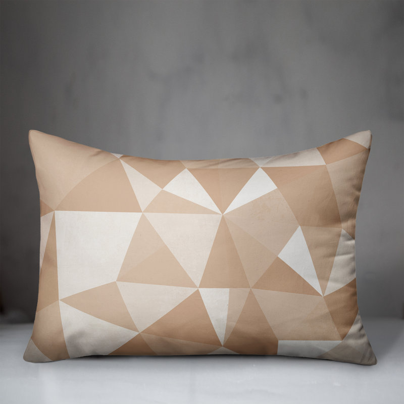 Geometric Outdoor Reversible Throw Pillow, Geometric 2, Tan