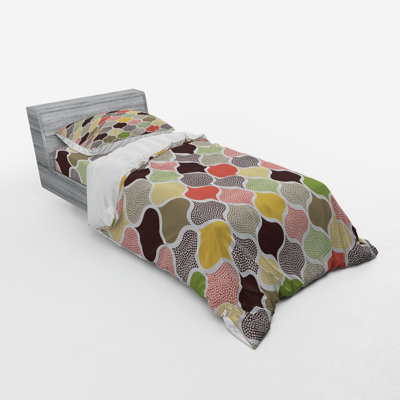 Ensemble de housse de couette moderne et contemporaine en microfibre rouge / brun / jaune