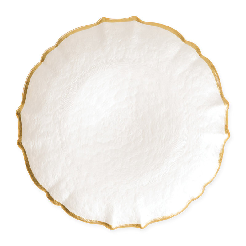 Assiette à salade baroque en verre, Blanc