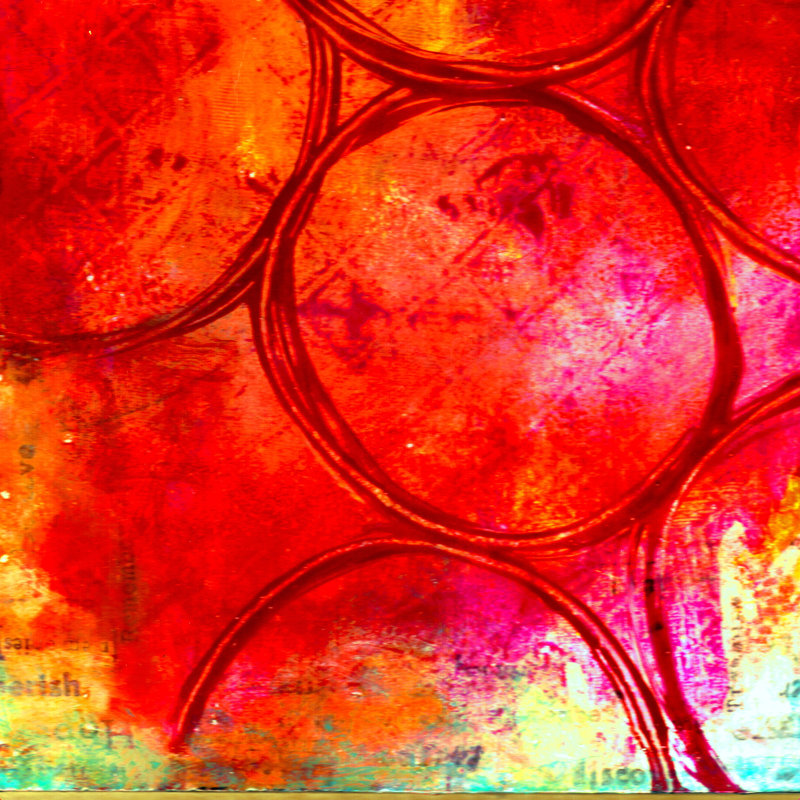 Joanne Sophia Buddenhagen, cercles rouges vifs par Sophia Buddenhagen, reproduction sur toile tendue, H 36 po x l 36 po