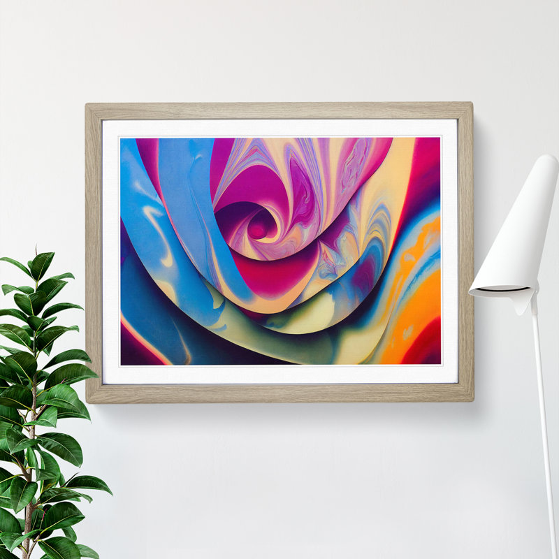 Pleasant Modern Abstract - Single Picture Frame Print, Oak Framed, 46cm H x 64cm W x 2cm D