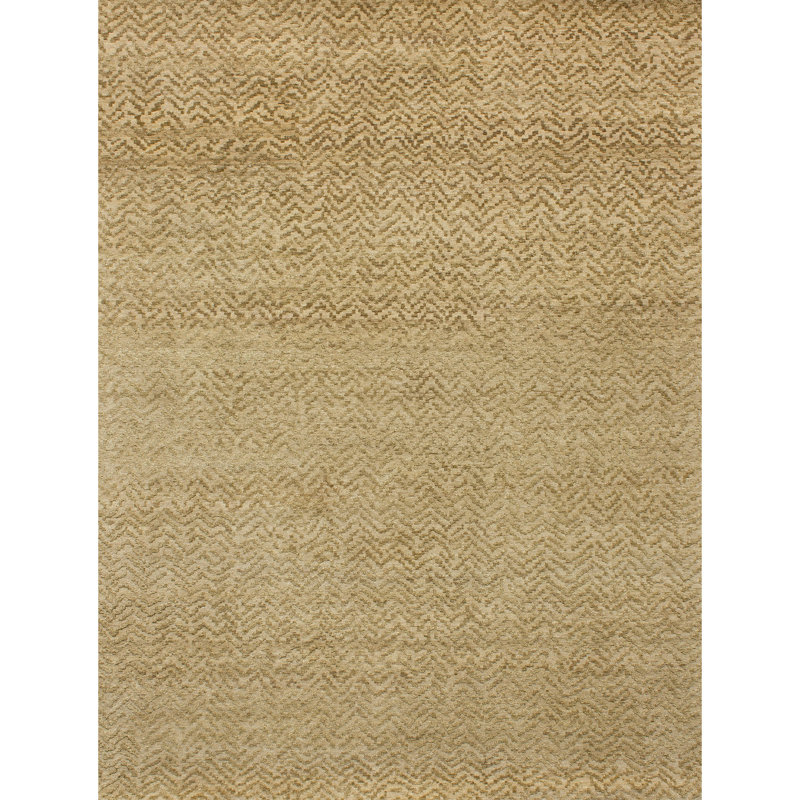Hand Knotted Wool Chevron Area Rug in Honey, Rectangle 10' x 14'