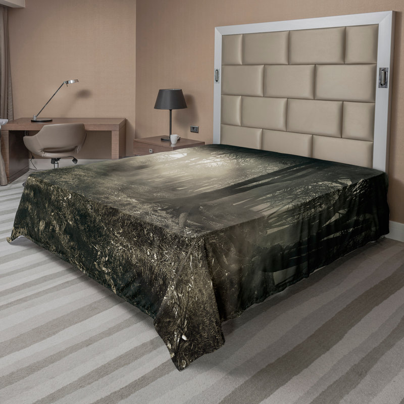 Ambesonne Brown Top Flat Sheet Nostalgic Dark Forest Brown, California King Flat Sheet