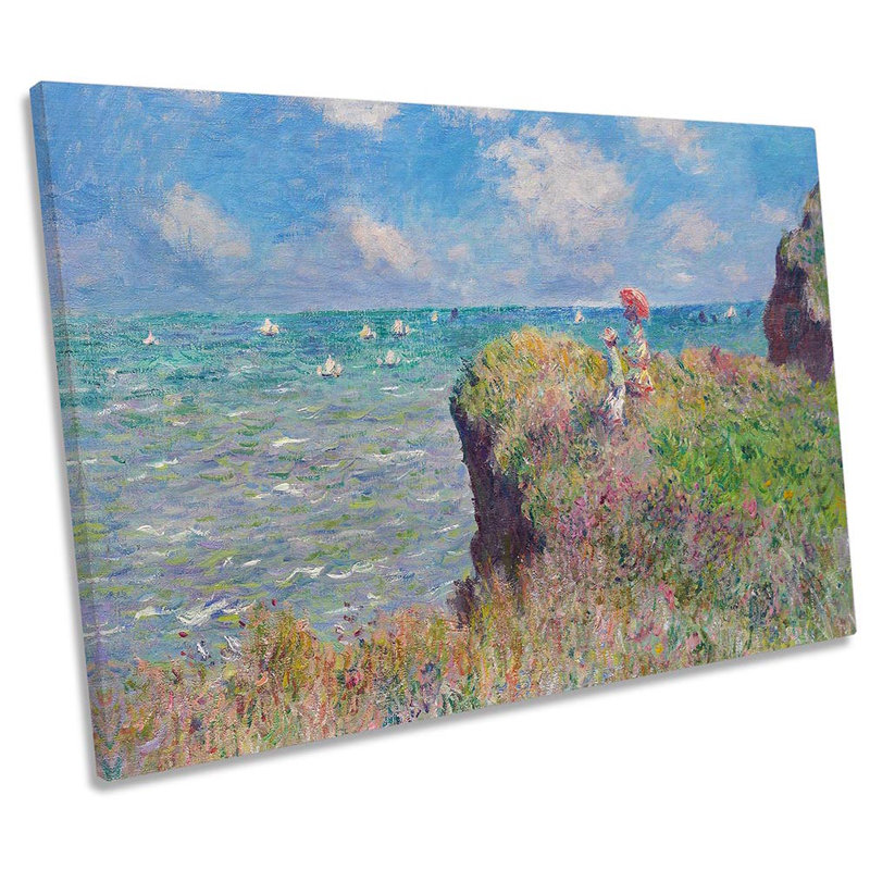 Claude Monet Cliff Walk At Pourville by Claude Monet - Wrapped Canvas Print, 91.4cm H x 137.2cm W x 4cm D