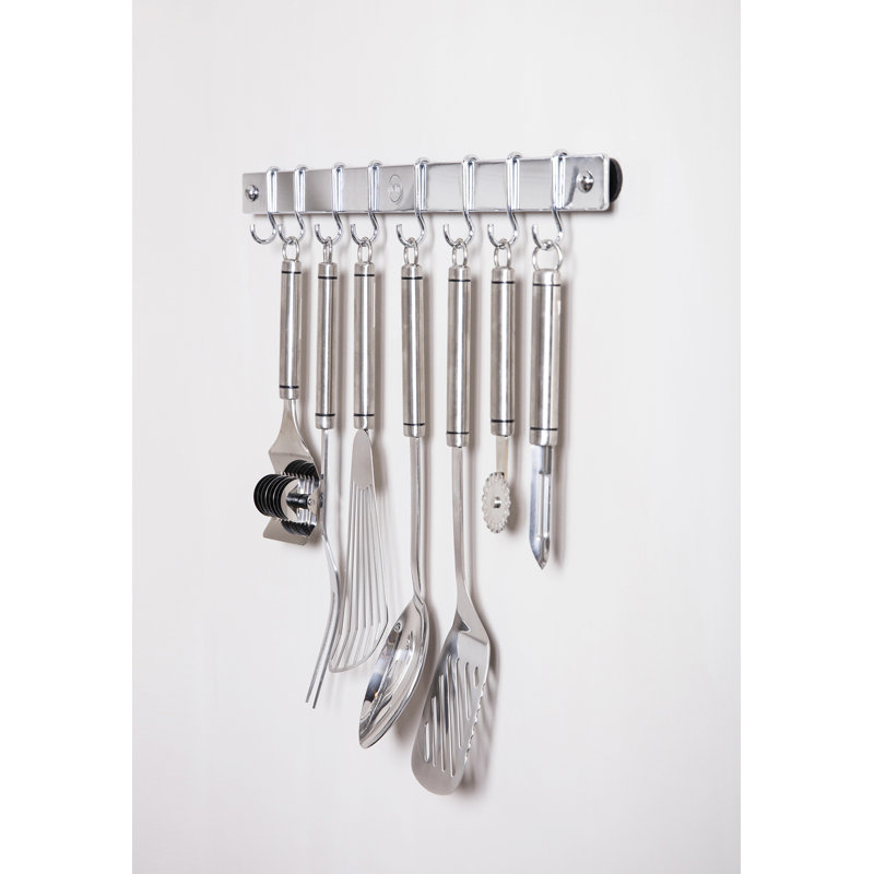 Metal Straight Wall Mounted Pot Rack, Chrome