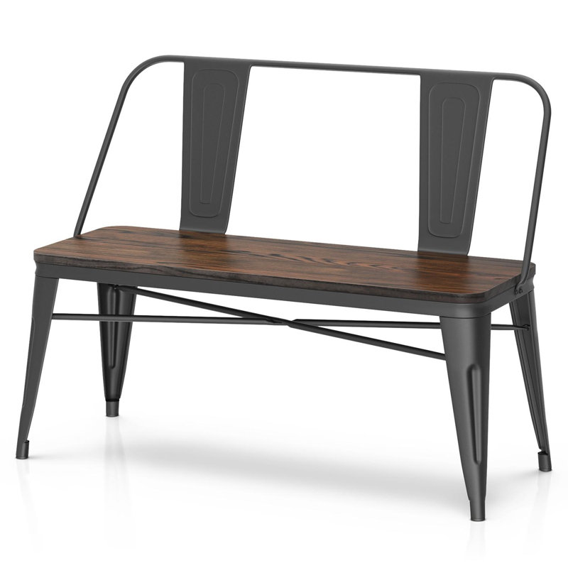 Banc en métal Absolom, Noir mat