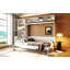 Grand lit escamotable mural avec canapé, tablettes USB et lumière-701955696