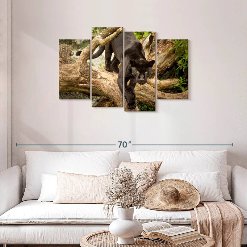 Brampt Prowling Black Jaguar, 27"H x 43"W