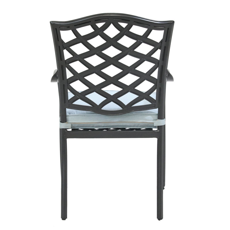 Chaise de patio Annecorinne, Espresso brun, Bleu clair