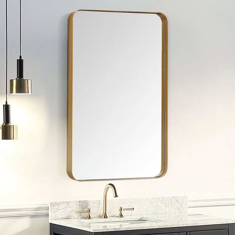Eitzen Rectangle Wall Mirror High-Strength Tempered Glass and  Stainless Steels Framed Wall Mirror Accent Mirror, 24" x 16"