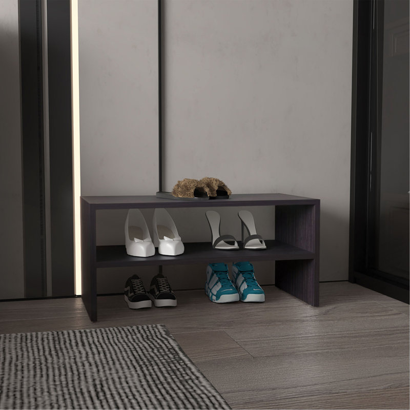 Range-chaussures H 13,7 po, 2 tablettes, wengé noir - salon, (2 tablettes) H 13,7 po x l 28,3 po x P 13,4 po, Noir